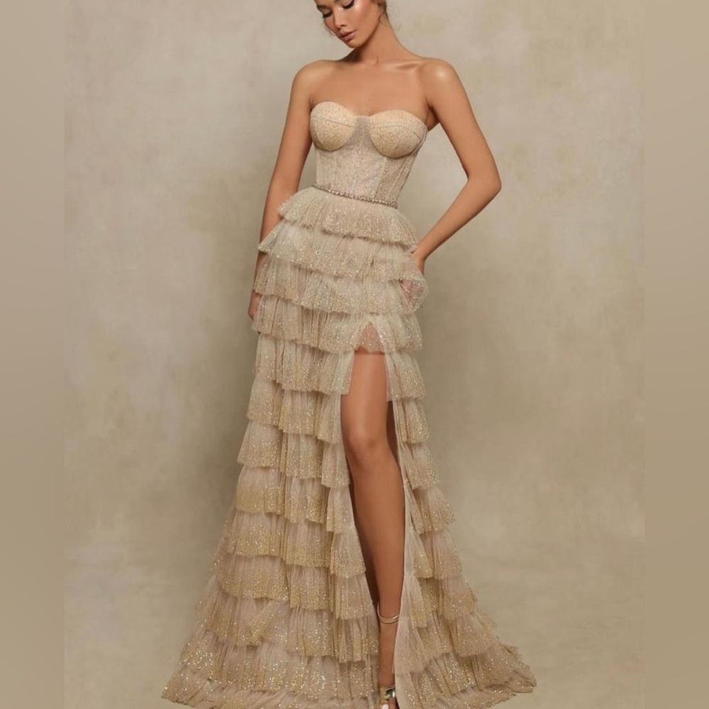 Tarik Ediz 98047 Coralie Layered Skirt Strapless Dress
USA size :6
EU size :38